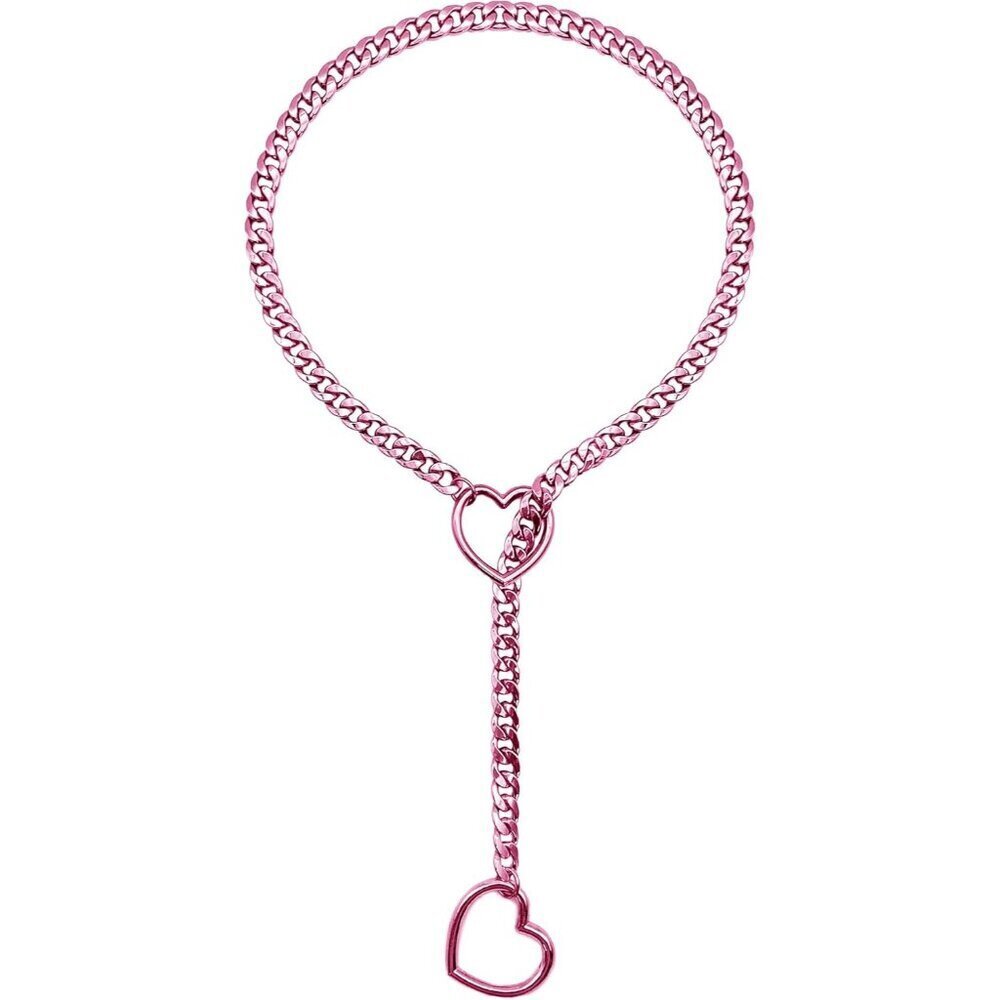 Women'S Black Heart O-Ring Cuban Long Necklace Y-Lariat Jewelry